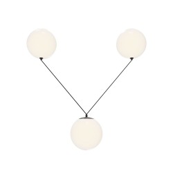 Twins - Black 3 Light LED Pendant with White Glass