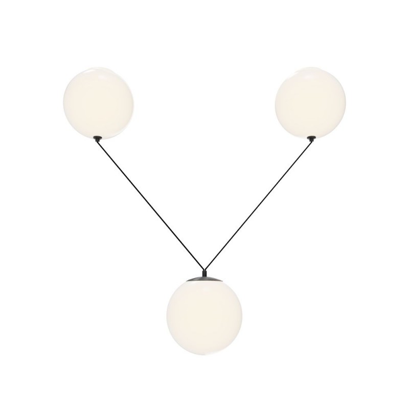 Maytoni-MOD427PL-L30B3K1 - Twins - Black 3 Light LED Pendant with White Glass