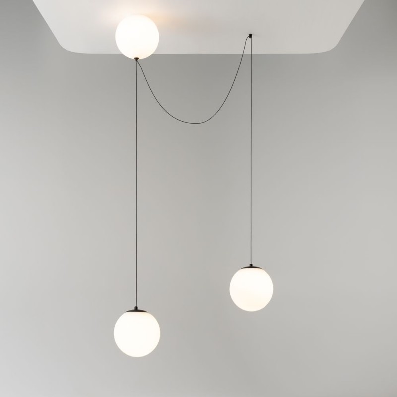 Maytoni-MOD427PL-L30B3K1 - Twins - Black 3 Light LED Pendant with White Glass