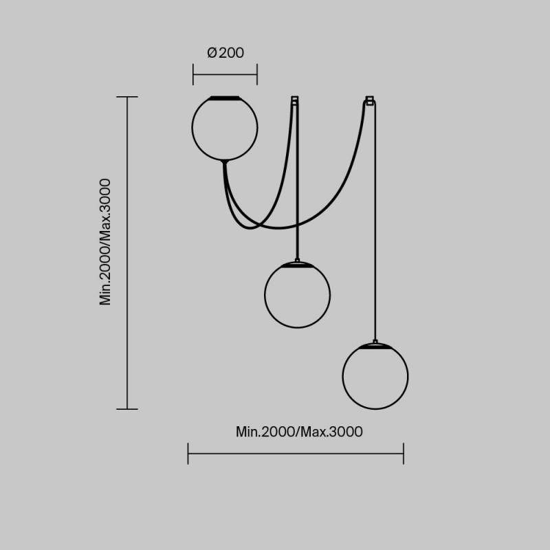 Maytoni-MOD427PL-L30B3K1 - Twins - Black 3 Light LED Pendant with White Glass