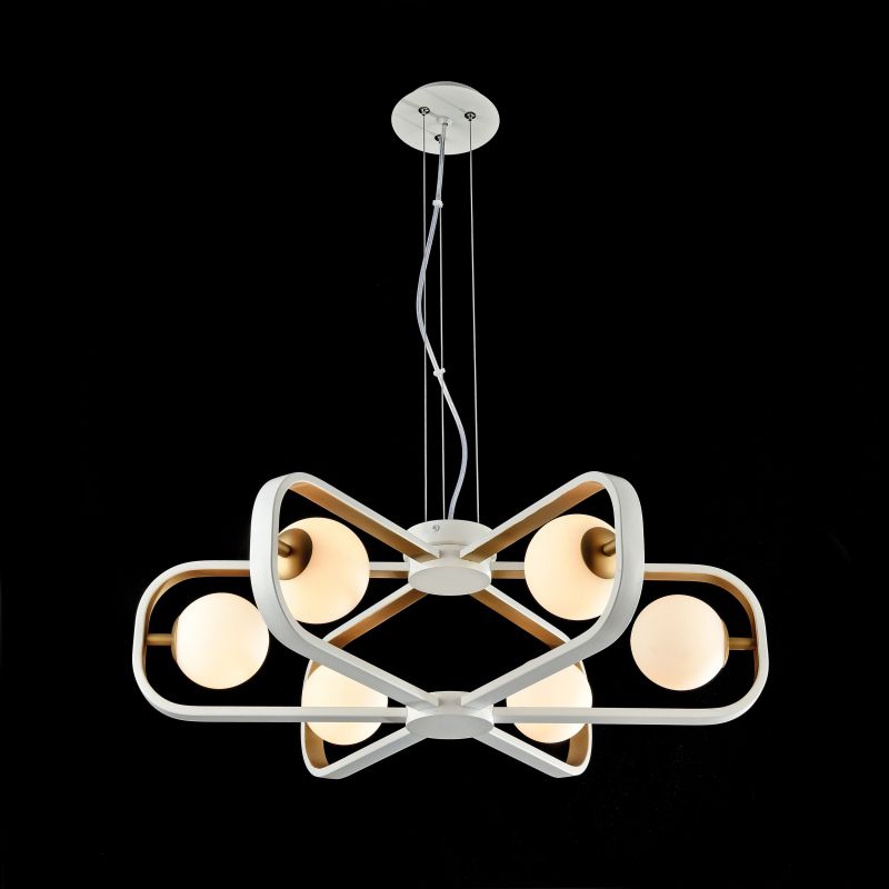 Ceiling Lights - Avola - Globe White with Gold 6 Light Pendant Maytoni-MOD431-PL-06-WG - Avola - Globe White with Gold 6 Light Pendant