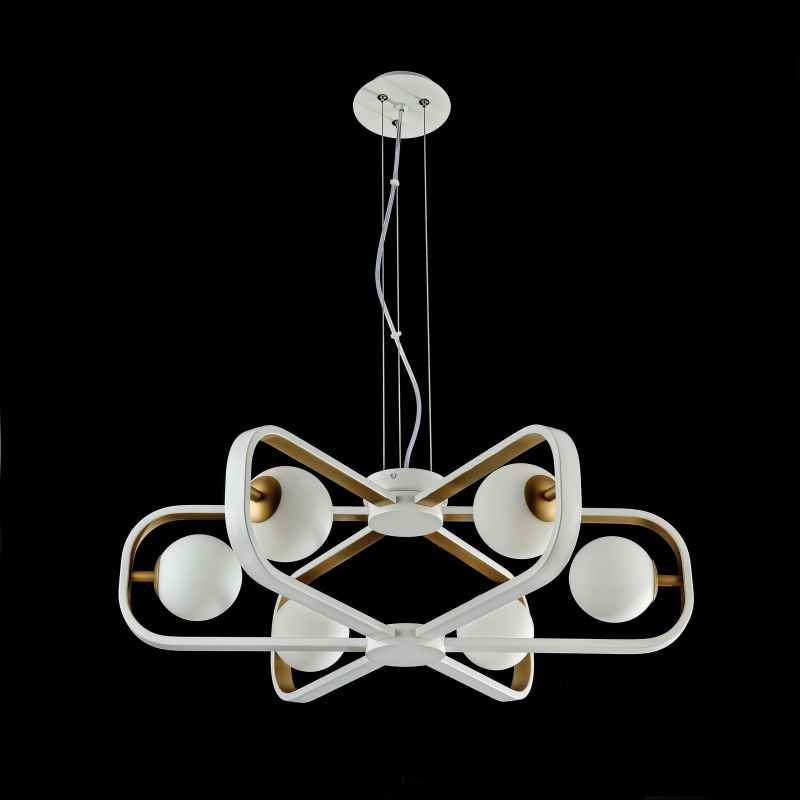 Ceiling Lights - Avola - Globe White with Gold 6 Light Pendant Maytoni-MOD431-PL-06-WG - Avola - Globe White with Gold 6 Light Pendant
