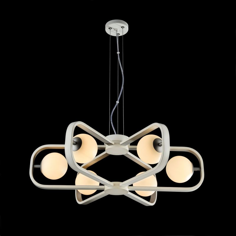 Ceiling Lights - Avola - Globe White with Silver 6 Light Pendant Maytoni-MOD431-PL-06-WS - Avola - Globe White with Silver 6 Light Pendant