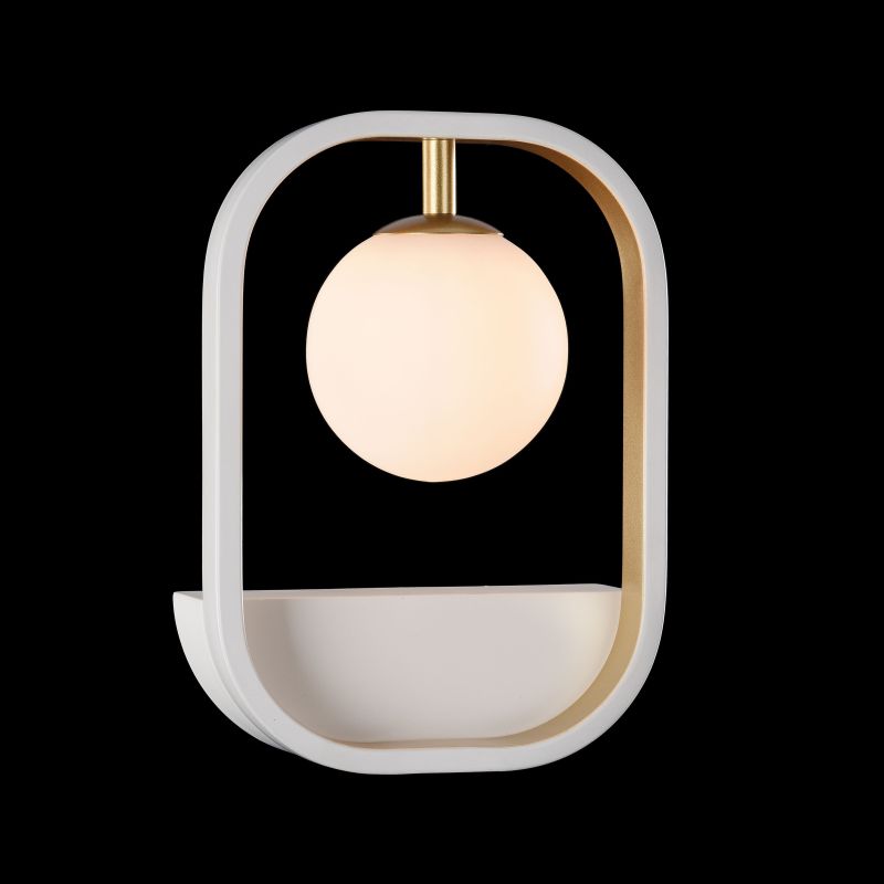 Wall Lights - Avola - Globe White with Gold Wall Lamp Maytoni-MOD431-WL-01-WG - Avola - Globe White with Gold Wall Lamp