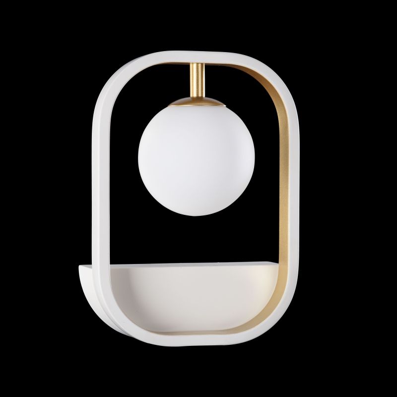 Wall Lights - Avola - Globe White with Gold Wall Lamp Maytoni-MOD431-WL-01-WG - Avola - Globe White with Gold Wall Lamp