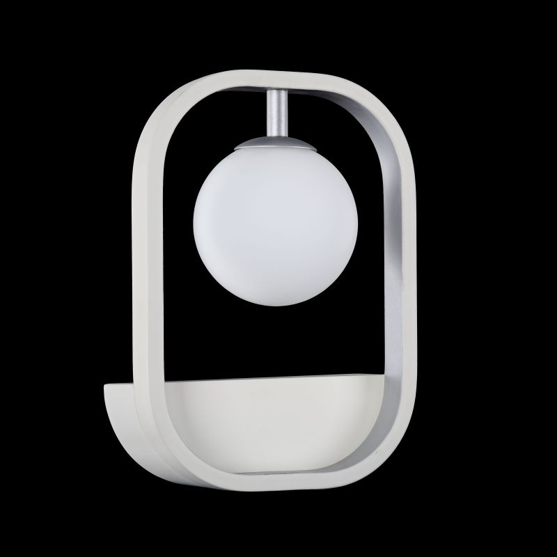 Wall Lights - Avola - Globe White with Silver Wall Lamp Maytoni-MOD431-WL-01-WS - Avola - Globe White with Silver Wall Lamp