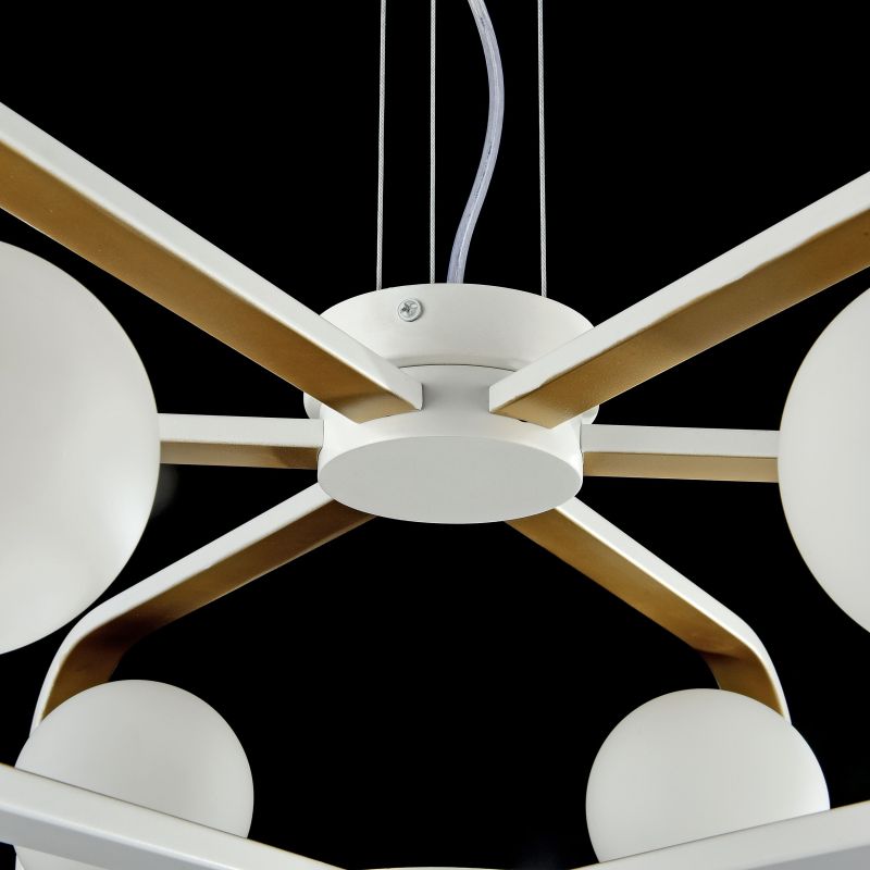 Ceiling Lights - Avola - Globe White with Gold 6 Light Pendant Maytoni-MOD431-PL-06-WG - Avola - Globe White with Gold 6 Light Pendant
