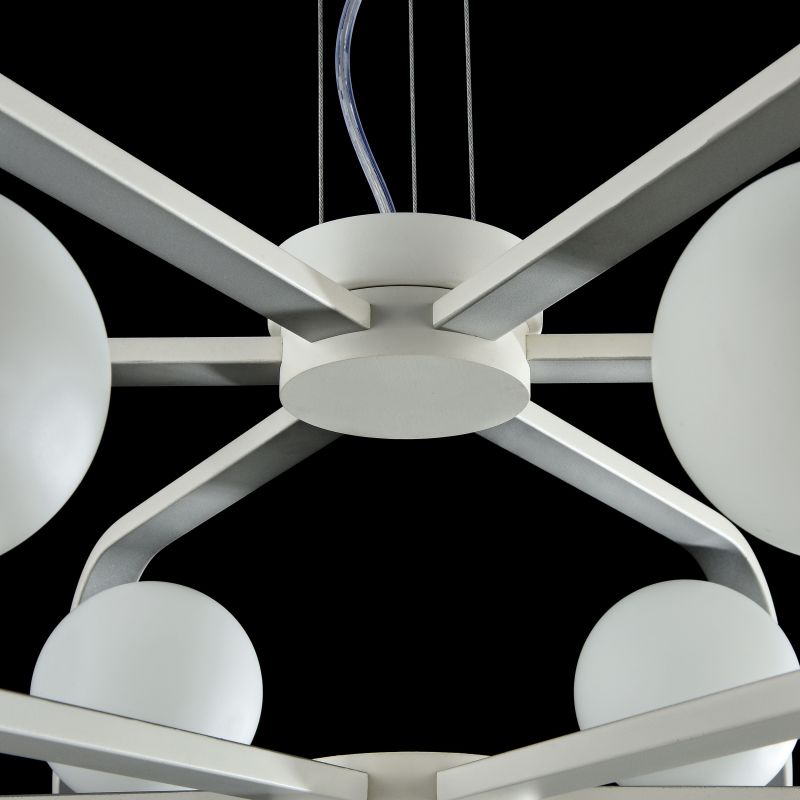 Ceiling Lights - Avola - Globe White with Silver 6 Light Pendant Maytoni-MOD431-PL-06-WS - Avola - Globe White with Silver 6 Light Pendant