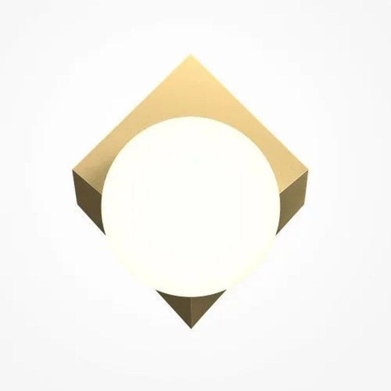 Maytoni-MOD445WL-01BS - Cubeo - Brass Wall Lamp with White Glass
