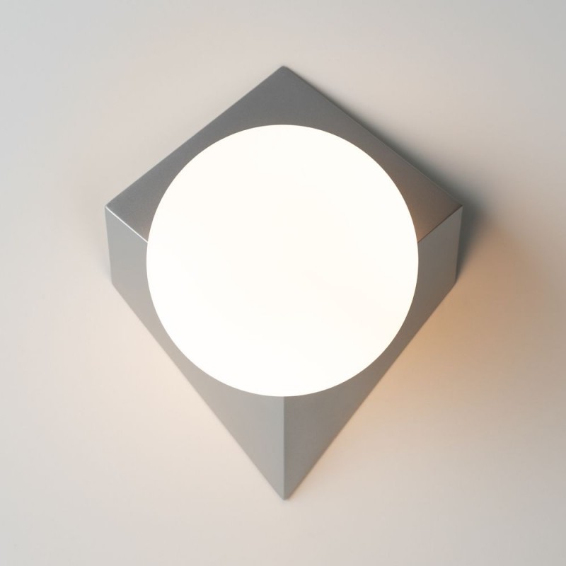 Maytoni-MOD445WL-01PT - Cubeo - Platinum Wall Lamp with White Glass