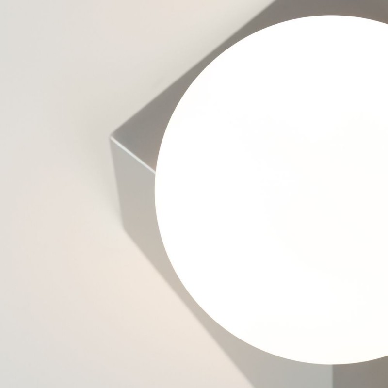Maytoni-MOD445WL-01PT - Cubeo - Platinum Wall Lamp with White Glass