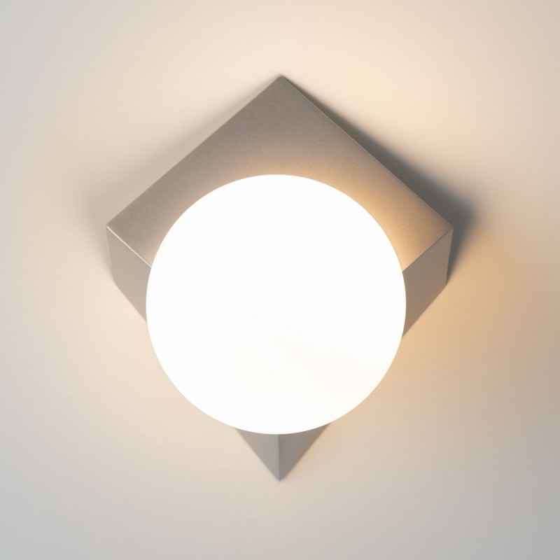Maytoni-MOD445WL-01PT - Cubeo - Platinum Wall Lamp with White Glass