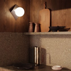 Cubeo - Platinum Wall Lamp with White Glass