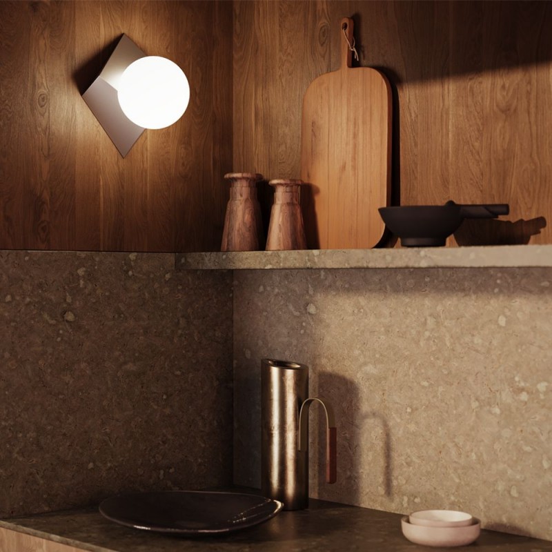 Maytoni-MOD445WL-01PT - Cubeo - Platinum Wall Lamp with White Glass