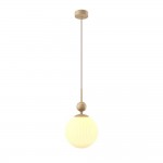 Tavo - Beige Pendant with White Ribbed Glass