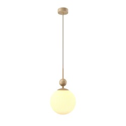 Tavo - Beige Pendant with White Ribbed Glass
