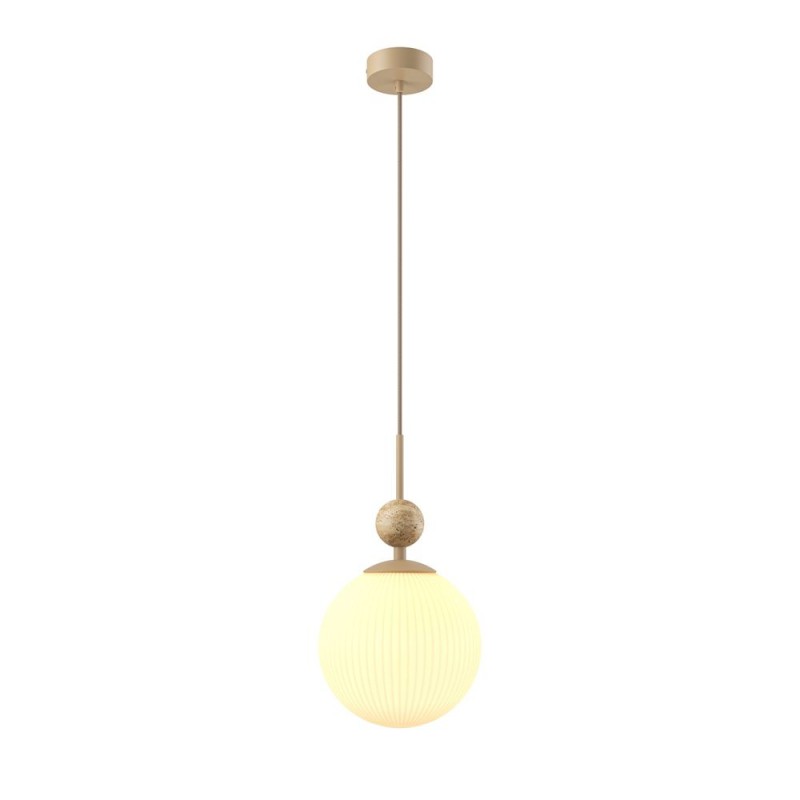 Maytoni-MOD453PL-01BG - Tavo - Beige Pendant with White Ribbed Glass