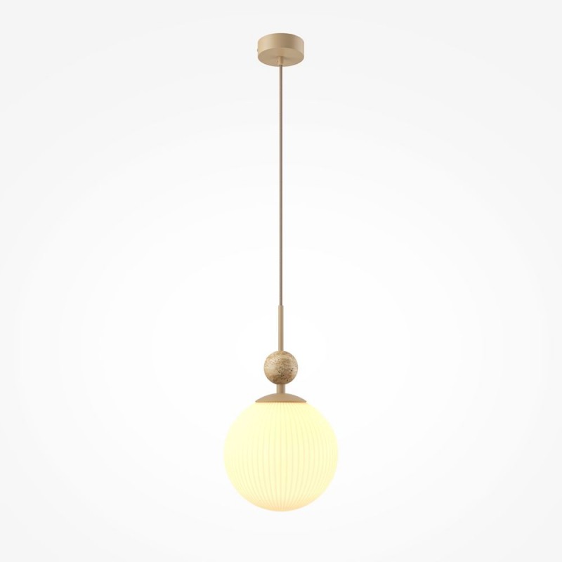 Maytoni-MOD453PL-01BG - Tavo - Beige Pendant with White Ribbed Glass
