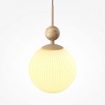 Tavo - Beige Pendant with White Ribbed Glass