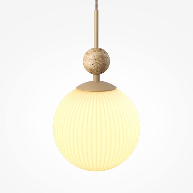 Maytoni-MOD453PL-01BG - Tavo - Beige Pendant with White Ribbed Glass