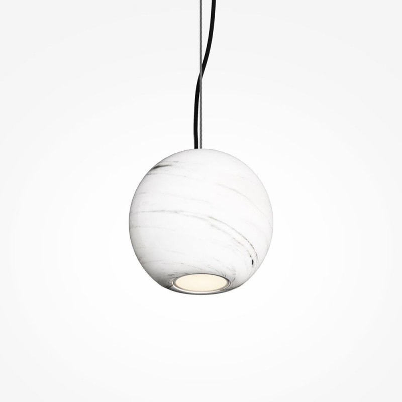 Maytoni-MOD461PL-01W - Basic Texture - Black Pendant with White Marble