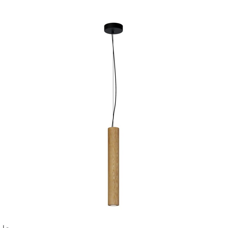 Maytoni-MOD461PL-L5BGK - Basic Texture - Black CCT Pendant with Wooden Shade