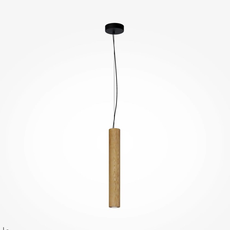 Maytoni-MOD461PL-L5BGK - Basic Texture - Black CCT Pendant with Wooden Shade