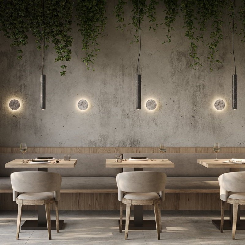 Maytoni-MOD461PL-01B - Basic Texture - Black Pendant with Black Marble