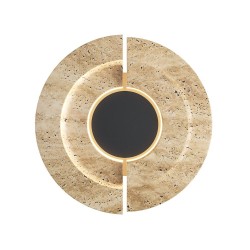 Daylight - Black LED Wall Lamp with Beige Travertine Shade