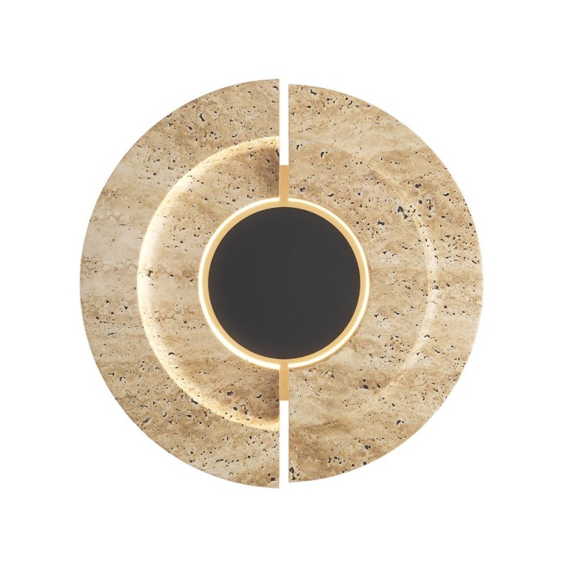 Maytoni-MOD462WL-L10BG3K - Daylight - Black LED Wall Lamp with Beige Travertine Shade