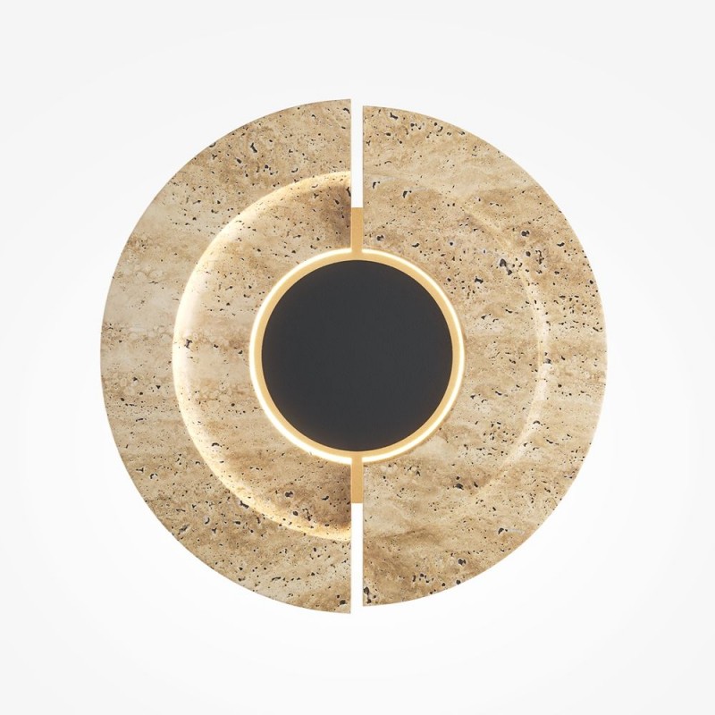 Maytoni-MOD462WL-L10BG3K - Daylight - Black LED Wall Lamp with Beige Travertine Shade