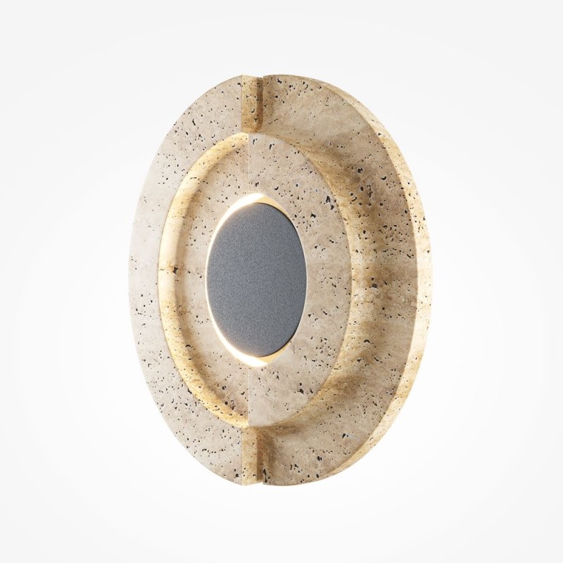 Maytoni-MOD462WL-L10BG3K - Daylight - Black LED Wall Lamp with Beige Travertine Shade