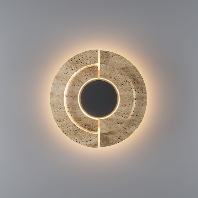 Maytoni-MOD462WL-L10BG3K - Daylight - Black LED Wall Lamp with Beige Travertine Shade