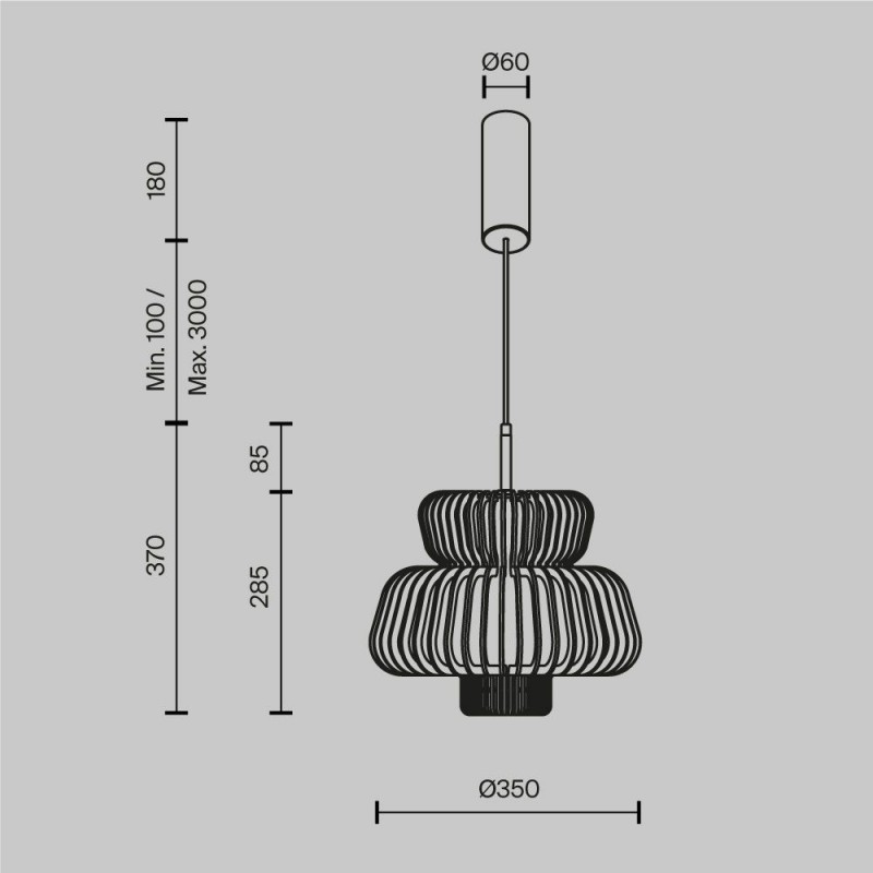 Maytoni-MOD465PL-L12BK1 - Namiki - Black CCT Pendant with Wooden Shade