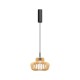 Maytoni-MOD465PL-L12BK2 - Namiki - Black CCT Pendant with Wooden Shade