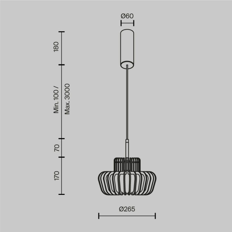 Maytoni-MOD465PL-L12BK2 - Namiki - Black CCT Pendant with Wooden Shade
