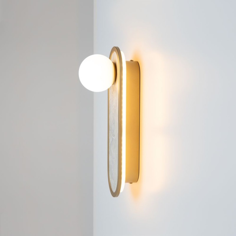 Maytoni-MOD473WL-L20BSK - Blink - Gold CCT Wall Lamp with Decorative Pearl Mosaic