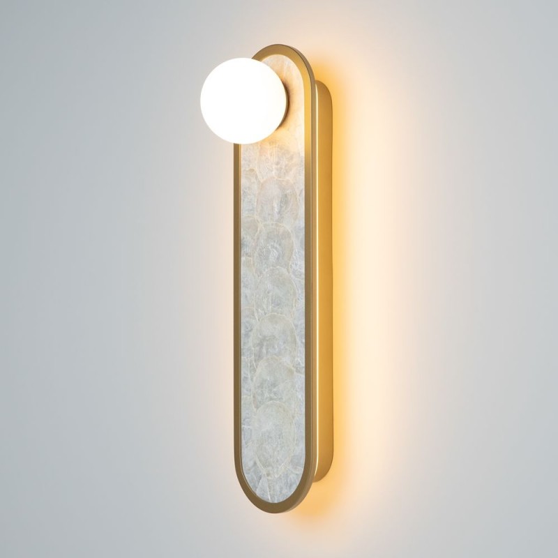 Maytoni-MOD473WL-L25BSK - Blink - Gold CCT Wall Lamp with Decorative Pearl Mosaic
