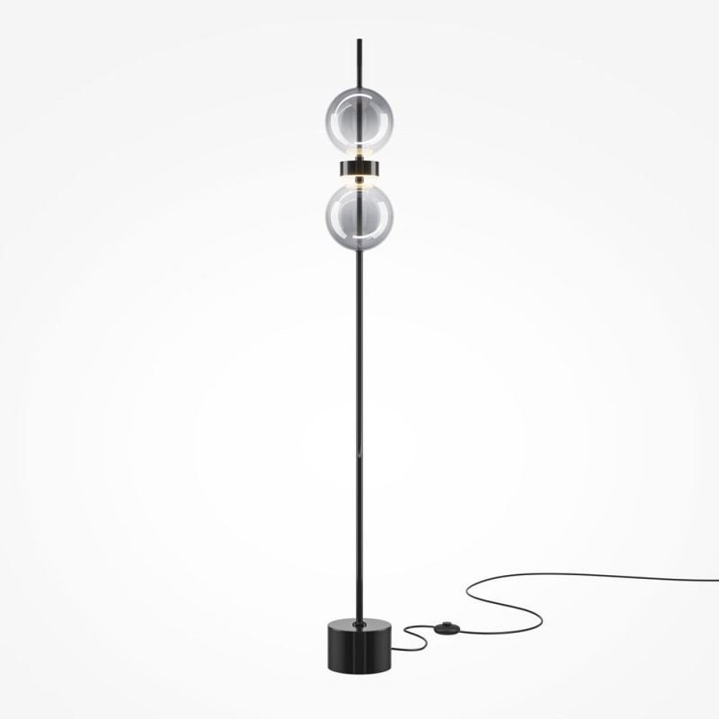 Maytoni-MOD478FL-L15B3K - Double Moon - Black LED Floor Lamp with Smoked Glass