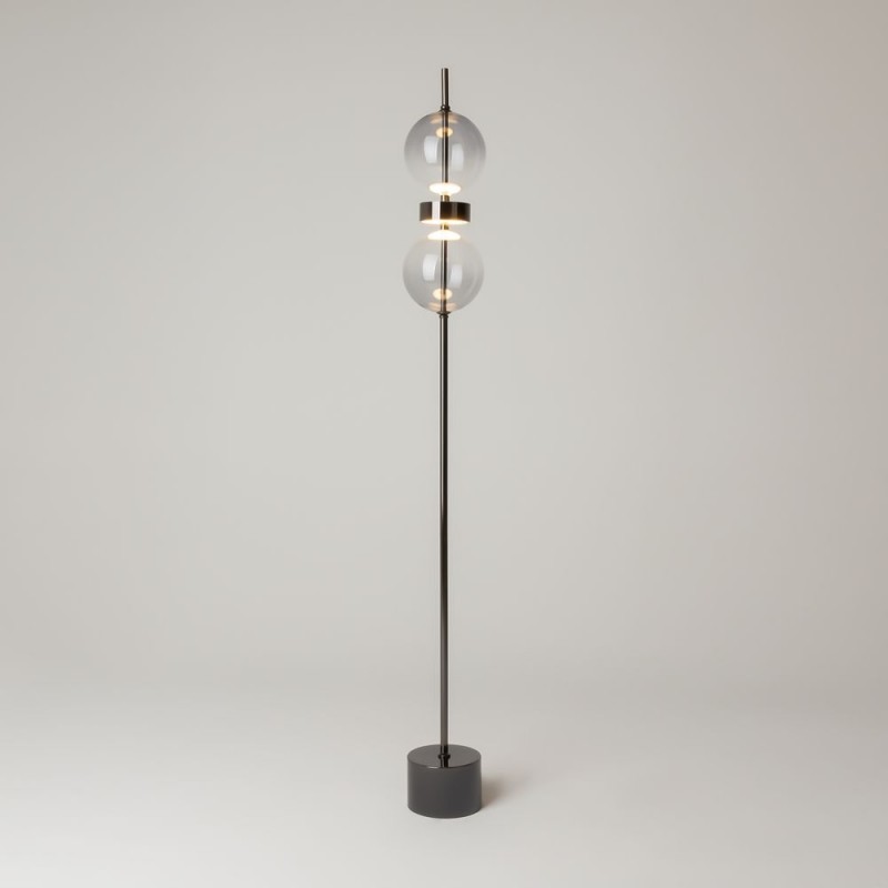 Maytoni-MOD478FL-L15B3K - Double Moon - Black LED Floor Lamp with Smoked Glass