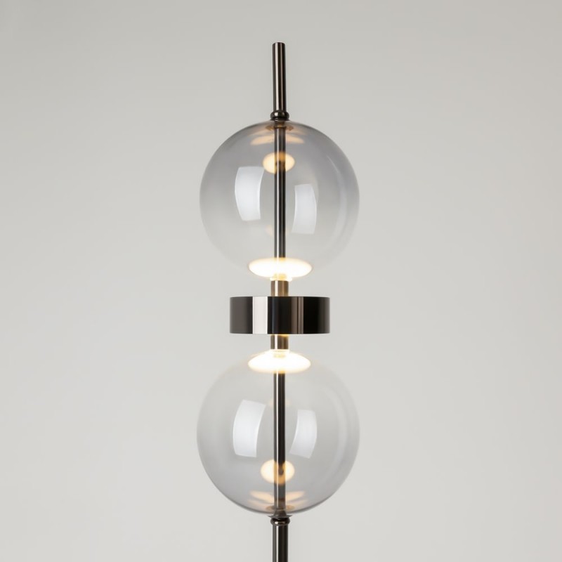 Maytoni-MOD478FL-L15B3K - Double Moon - Black LED Floor Lamp with Smoked Glass