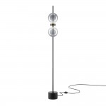 Double Moon - Black LED Floor Lamp with Smoked Glass