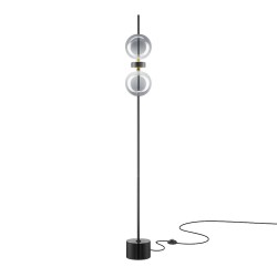 Double Moon - Black LED Floor Lamp with Smoked Glass
