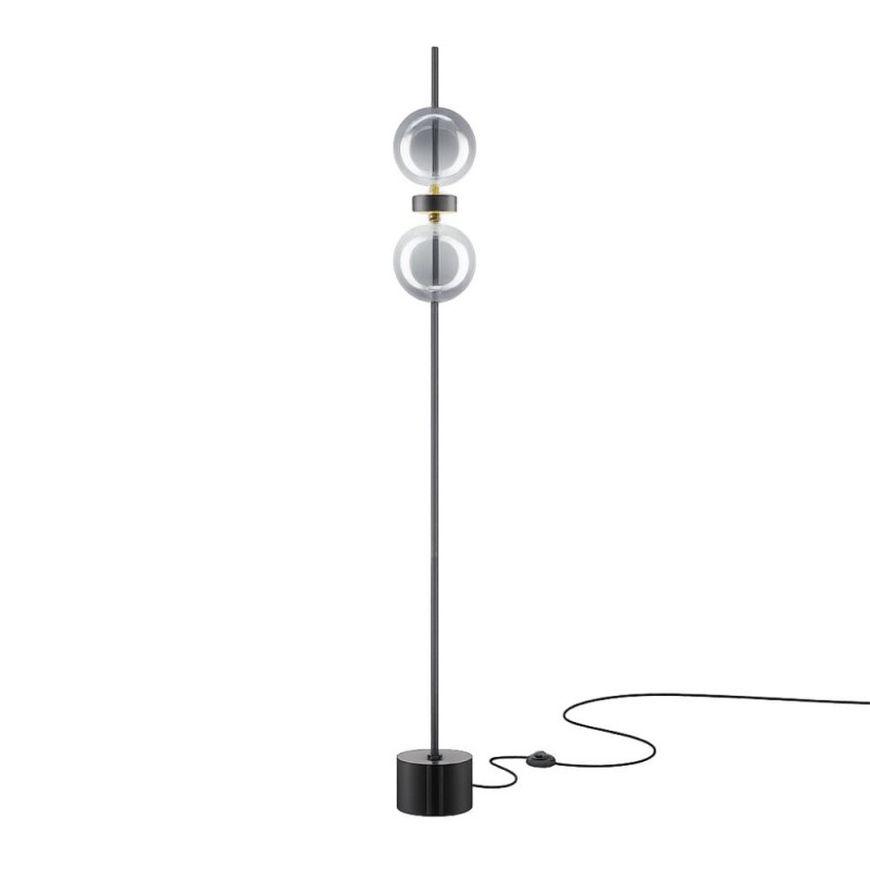 Maytoni-MOD478FL-L15B3K - Double Moon - Black LED Floor Lamp with Smoked Glass