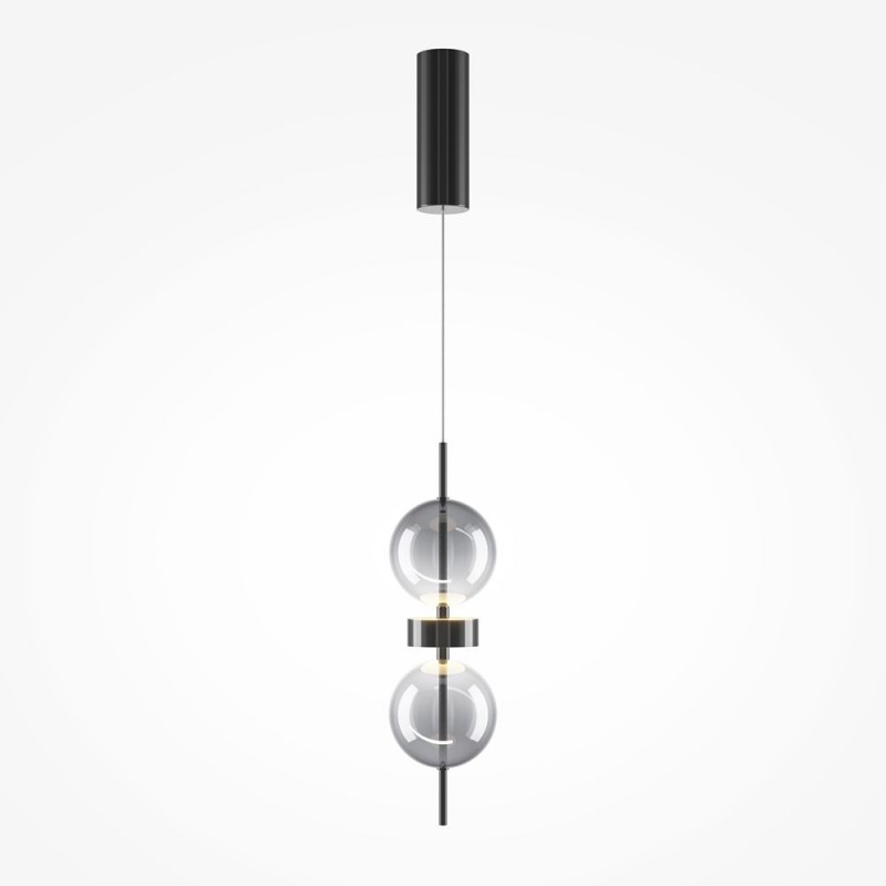 Maytoni-MOD478PL-L8B3K - Double Moon - Black LED Pendant with Smoked Glass
