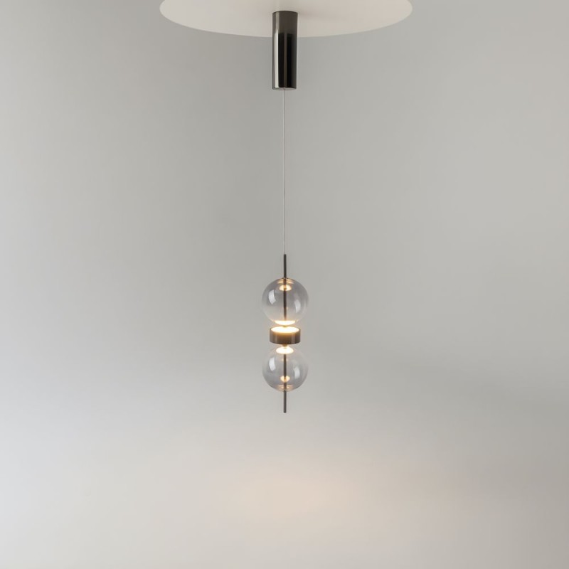 Maytoni-MOD478PL-L8B3K - Double Moon - Black LED Pendant with Smoked Glass
