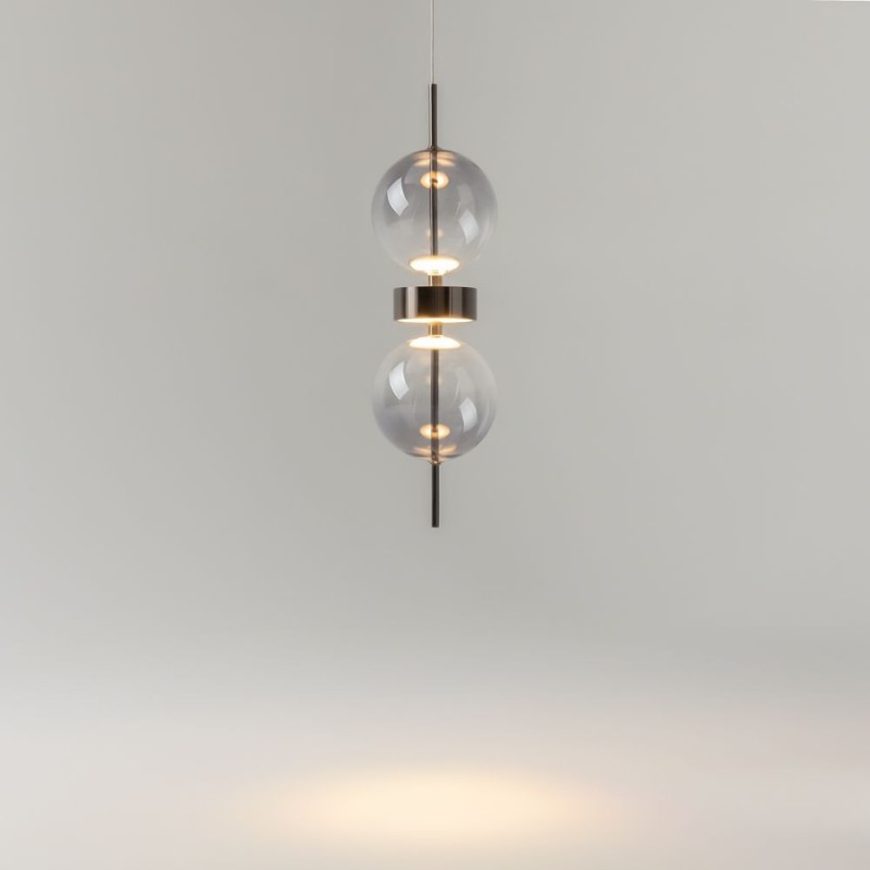 Maytoni-MOD478PL-L8B3K - Double Moon - Black LED Pendant with Smoked Glass