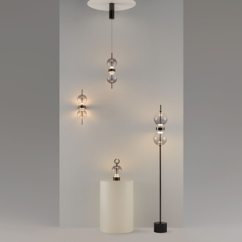 Maytoni-MOD478PL-L8B3K - Double Moon - Black LED Pendant with Smoked Glass