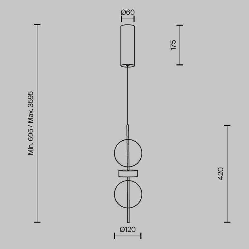 Maytoni-MOD478PL-L8B3K - Double Moon - Black LED Pendant with Smoked Glass