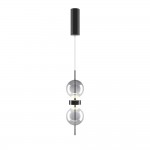 Double Moon - Black LED Pendant with Smoked Glass
